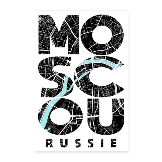 Poster Moscou - Plan Moscou - 60 x 90 cm - blanc