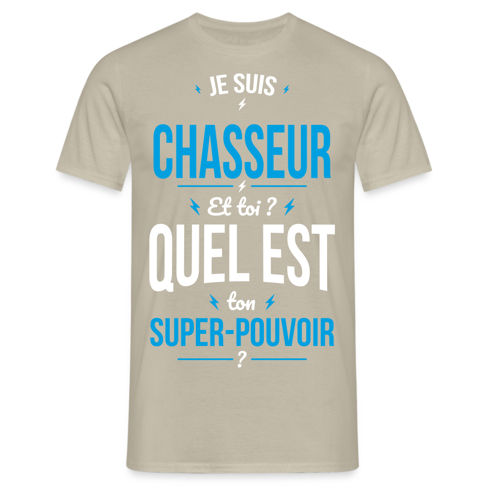 T-shirt Homme - Je suis chasseur - Super-pouvoir - beige sable