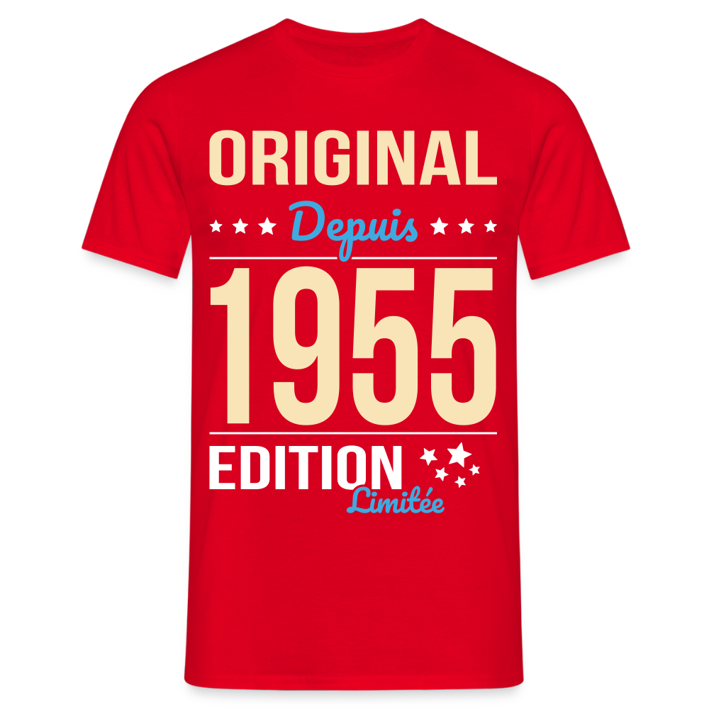 T-shirt Homme - Anniversaire 70 Ans - Original depuis 1955 - rouge