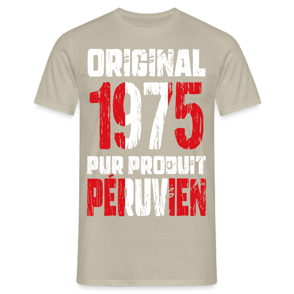 T-shirt Homme - Anniversaire 50 Ans - Original 1975 - Pur produit Péruvien - beige sable