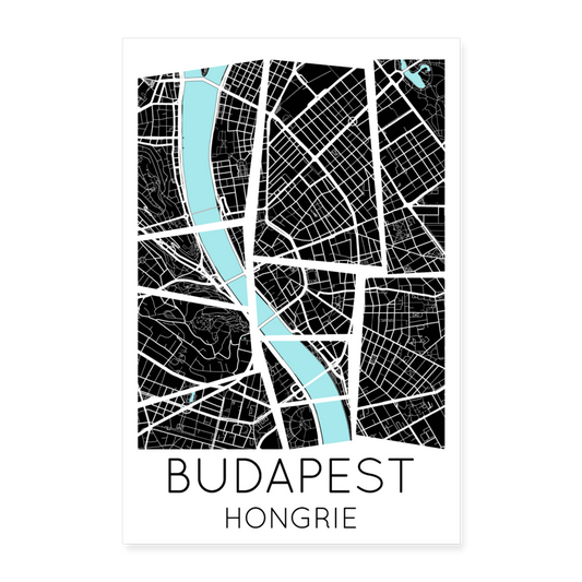 Poster Budapest - Plan Budapest - 60 x 90 cm - blanc