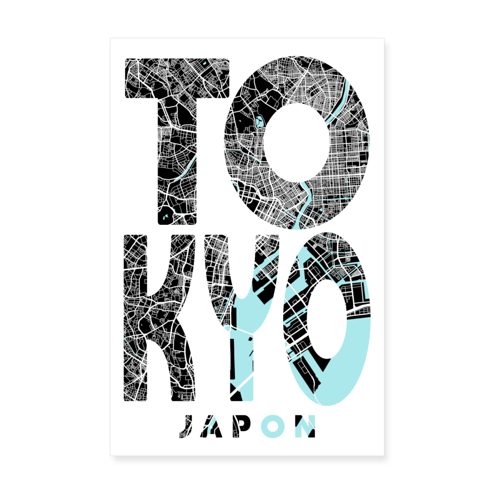 Poster Tokyo - Plan Tokyo - 20 x 30 cm - blanc