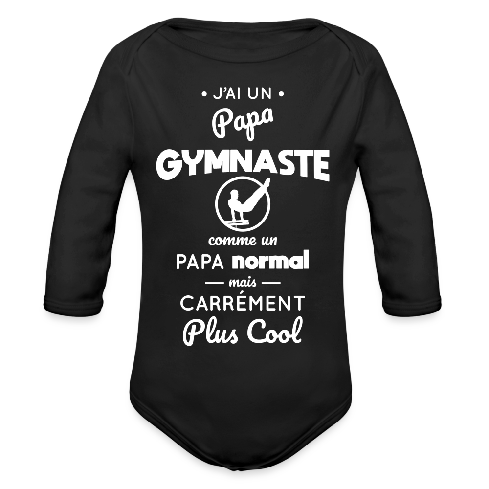 Body Bébé bio manches longues - J'ai un papa gymnaste - noir