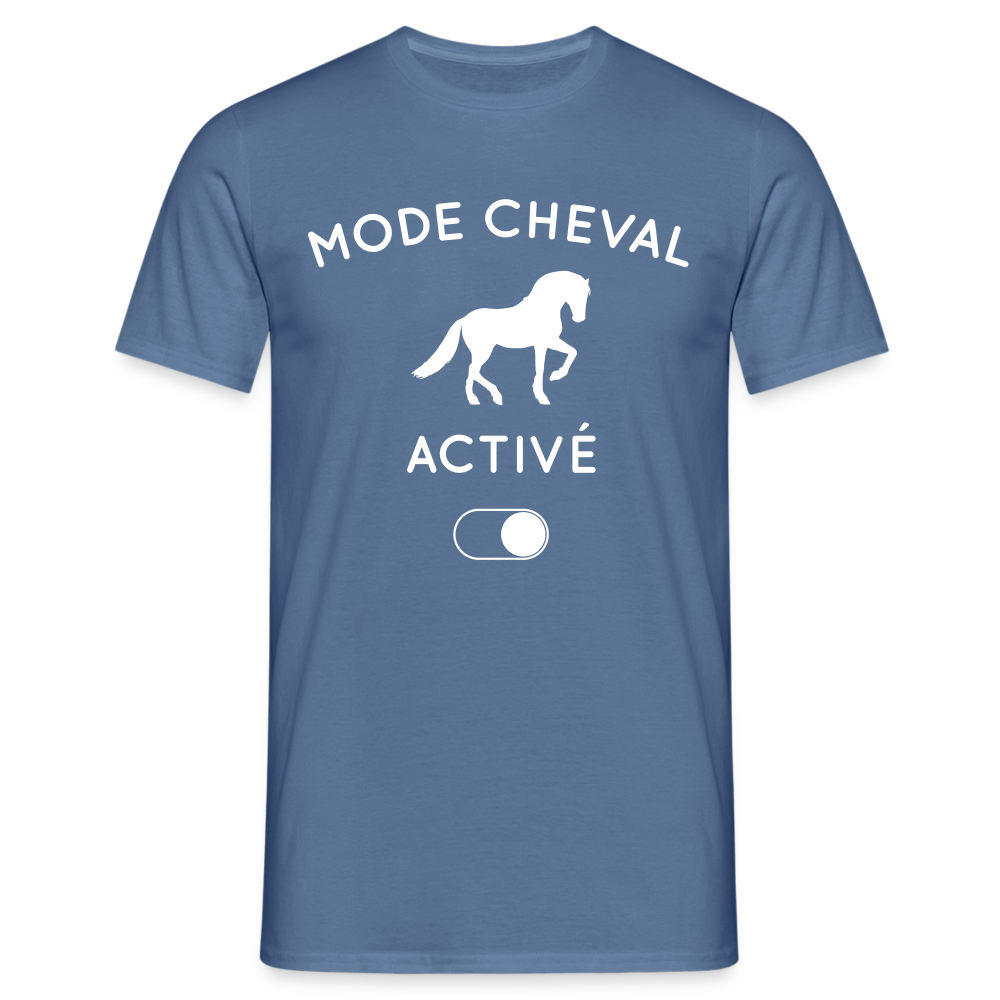 T-shirt Homme - Mode cheval activé - bleu pigeon 