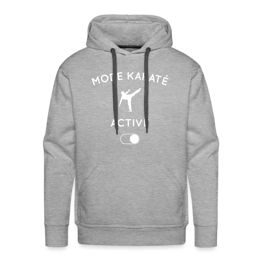 Sweat à capuche Premium Homme - Mode karaté activé - gris chiné