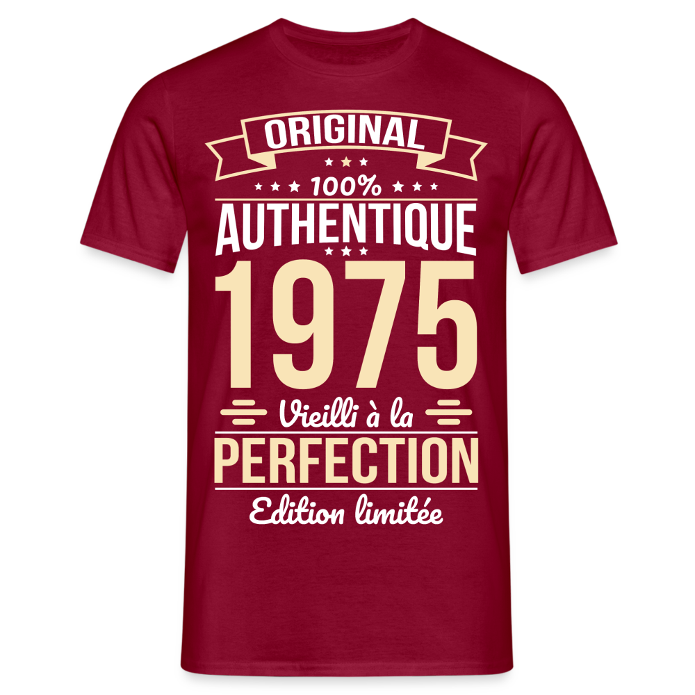 T-shirt Homme - Anniversaire 50 Ans - Original 1975 - rouge brique