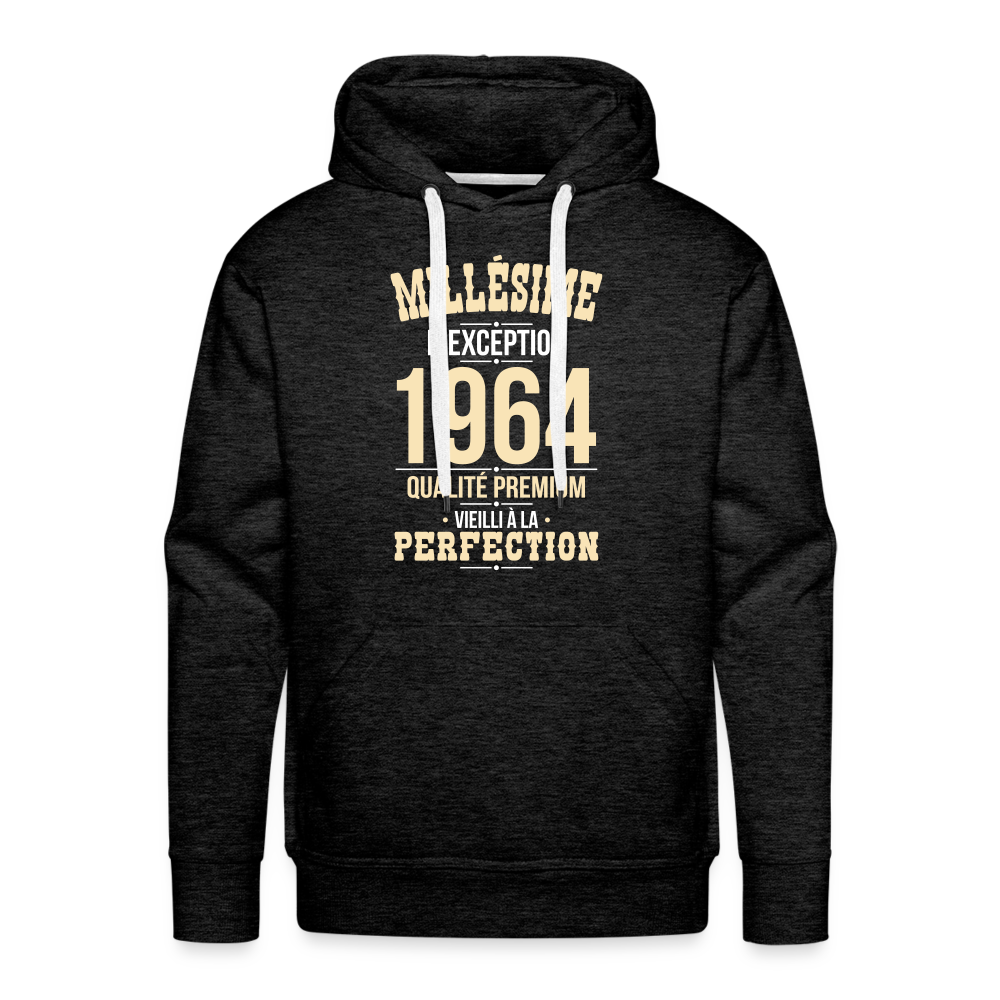 Sweat à capuche Premium Homme - Anniversaire 60 Ans - Millésime 1964 - charbon