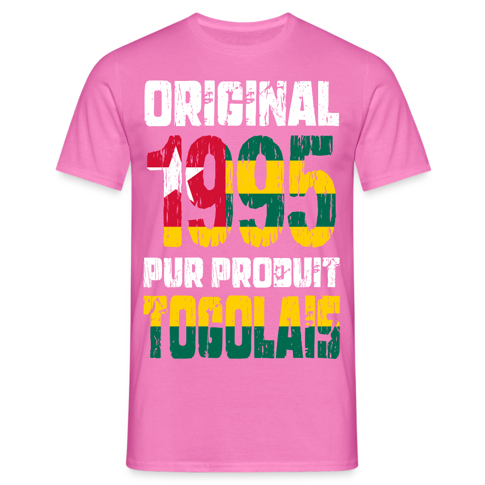 T-shirt Homme - Anniversaire 30 Ans - Original 1995 - Pur produit Togolais - rose