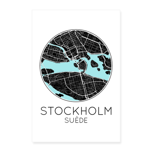 Poster Stockholm - Plan Stockholm - 60 x 90 cm - blanc