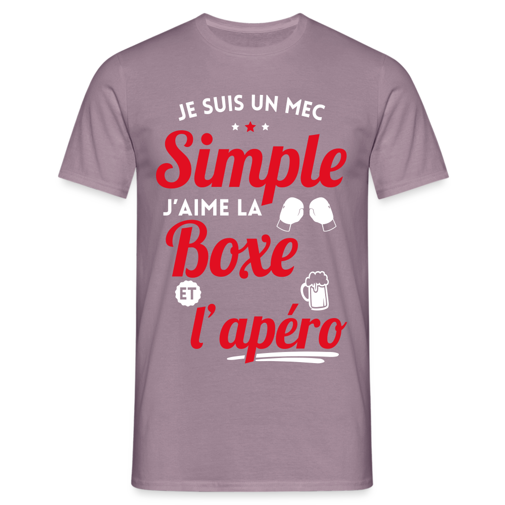 T-shirt Homme - J'aime la boxe et l'apéro - mauve gris 