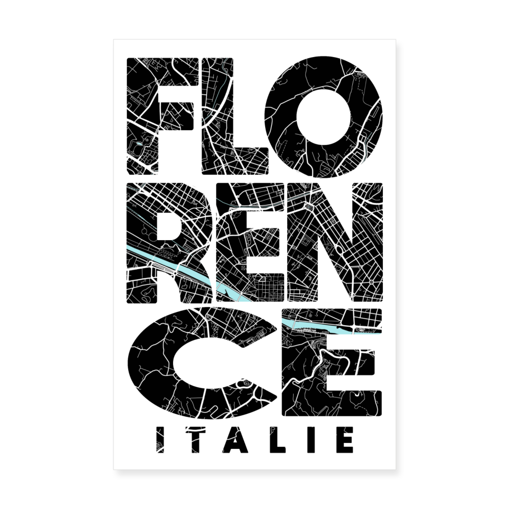 Poster Florence - Plan Florence - 20 x 30 cm - blanc