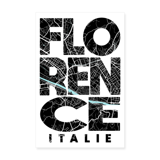 Poster Florence - Plan Florence - 20 x 30 cm - blanc