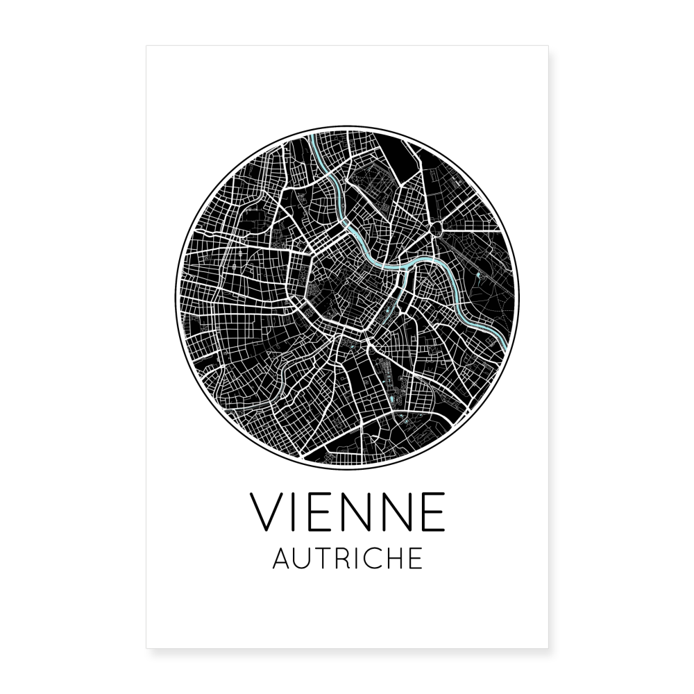 Poster Vienne - Plan Vienne - 60 x 90 cm - blanc