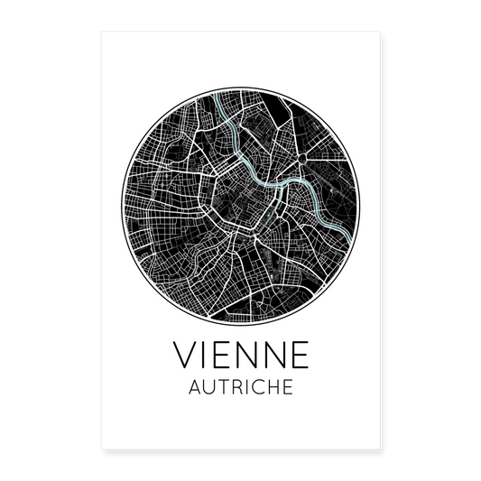 Poster Vienne - Plan Vienne - 60 x 90 cm - blanc