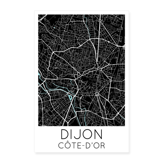 Poster Dijon - Plan Dijon - 60 x 90 cm - blanc