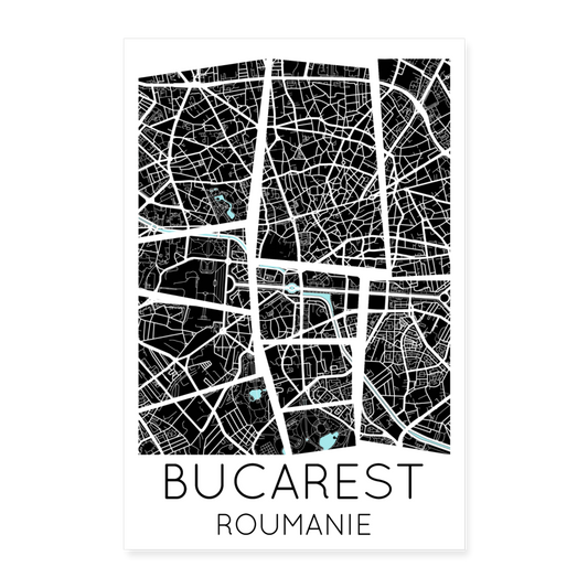 Poster Bucarest - Plan Bucarest - 40 x 60 cm - blanc