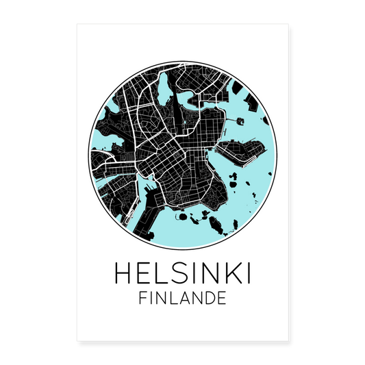 Poster Helsinki - Plan Helsinki - 40 x 60 cm - blanc