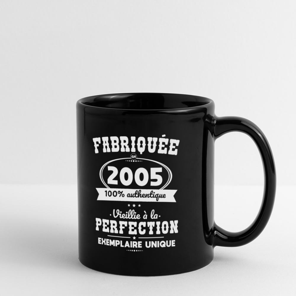 Mug uni - Anniversaire 20 Ans - Fabriquée en 2005 - noir