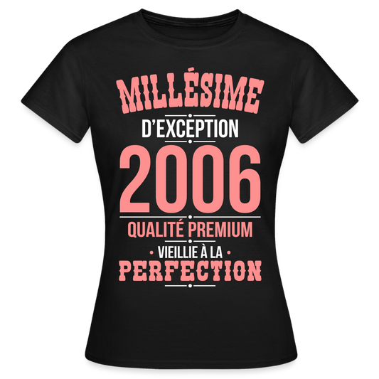 T-shirt Femme - Anniversaire 19 Ans - Millésime 2006 - noir