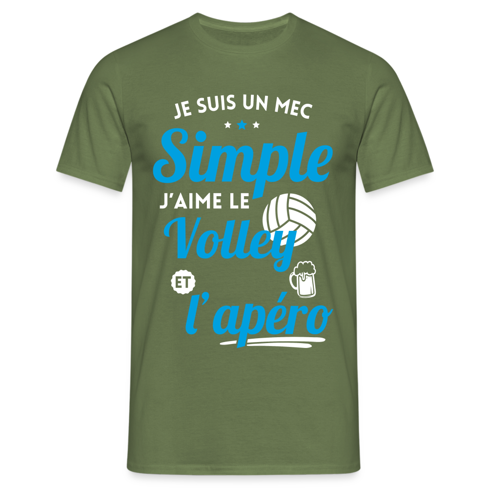 T-shirt Homme - J'aime le volley et l'apéro - vert militaire