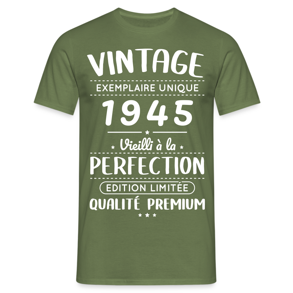 T-shirt Homme - Anniversaire 80 Ans - Vintage 1945 - vert militaire