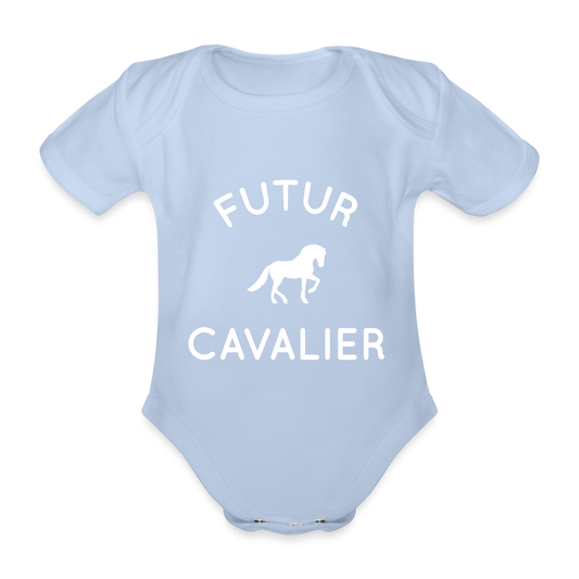 Body Bébé bio manches courtes - Futur cavalier - ciel