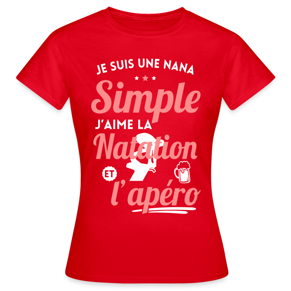 T-shirt Femme - J'aime la natation et l'apéro - rouge