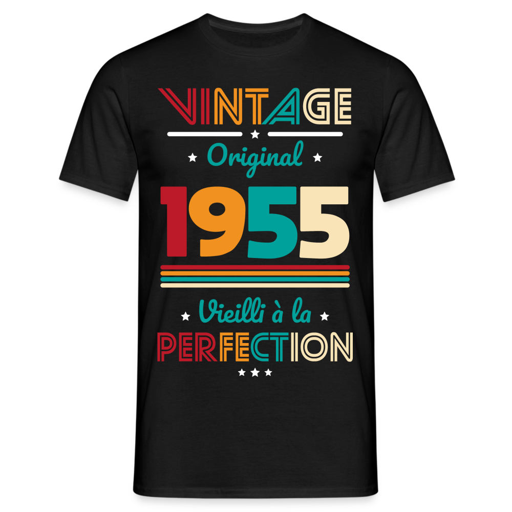 T-shirt Homme - Anniversaire 70 Ans - Vintage Original 1955 - noir