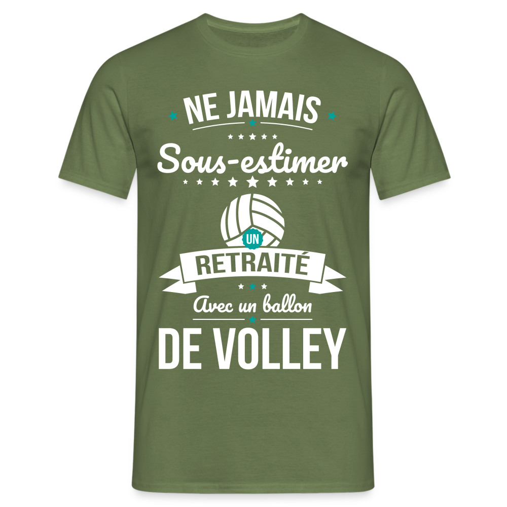 T-shirt Homme - Ne jamais sous-estimer un retraité avec un ballon de volley - vert militaire