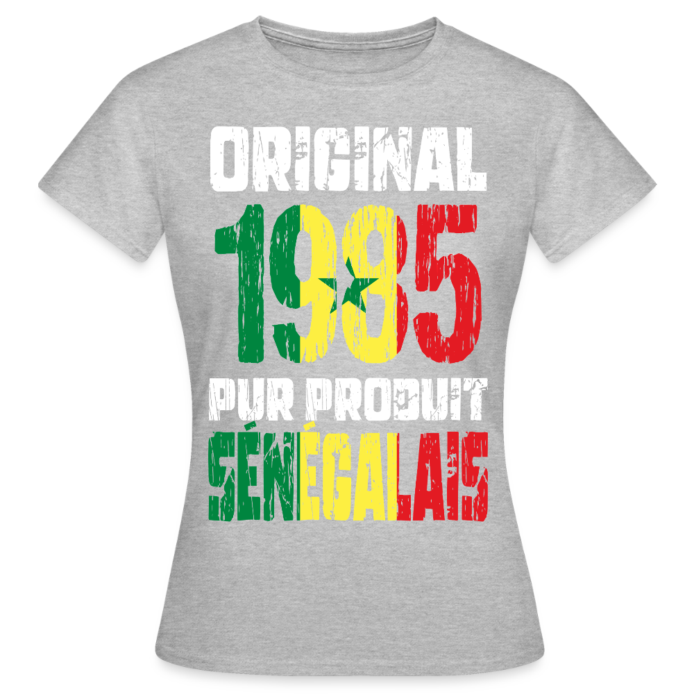 T-shirt Femme - Anniversaire 40 Ans - Original 1985 - Pur produit Sénégalais - gris chiné