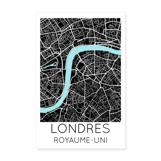 Poster Londres - Plan Londres - 20 x 30 cm - blanc