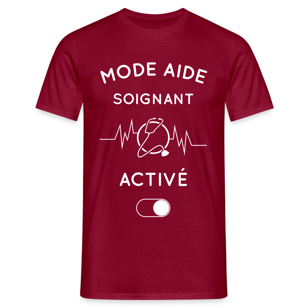 T-shirt Homme - Mode aide-soignant activé - rouge brique