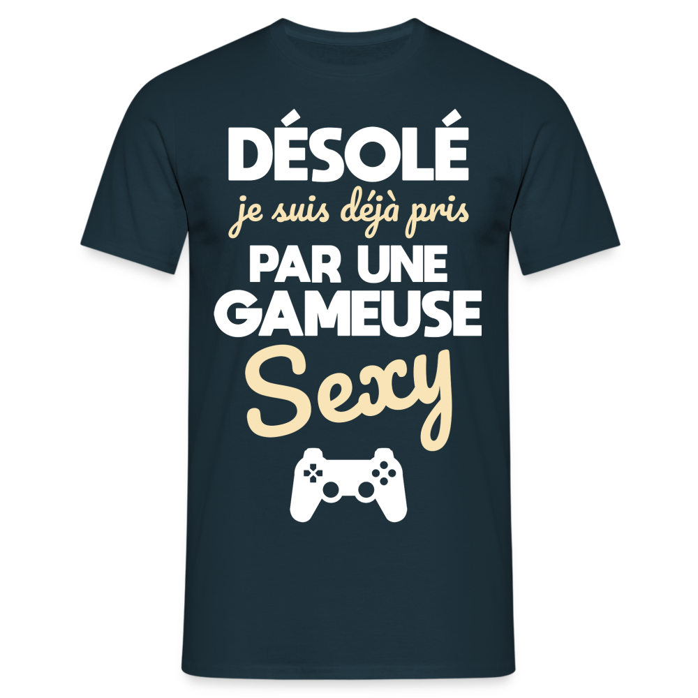 T-shirt Homme - Je suis pris par une gameuse sexy - marine