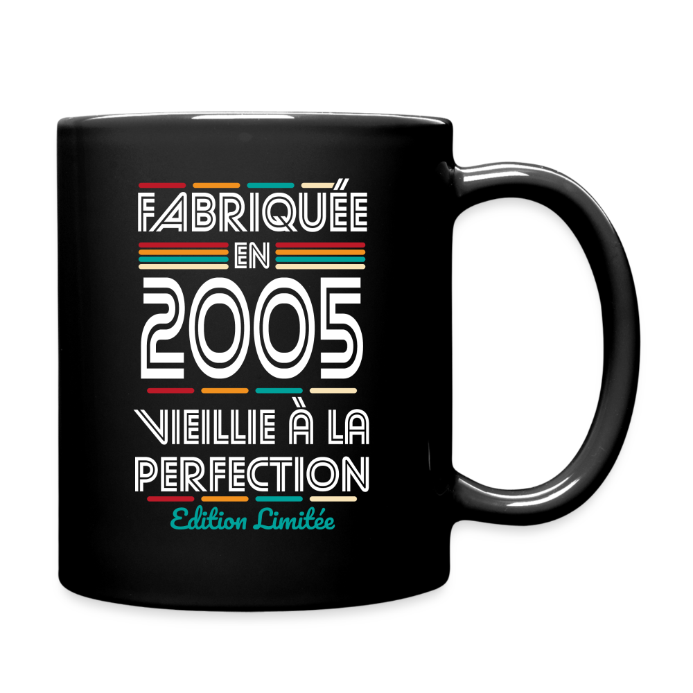 Mug uni - Anniversaire 20 Ans - Fabriquée en 2005 - noir