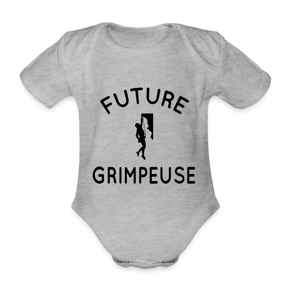 Body Bébé bio manches courtes - Future grimpeuse - gris chiné