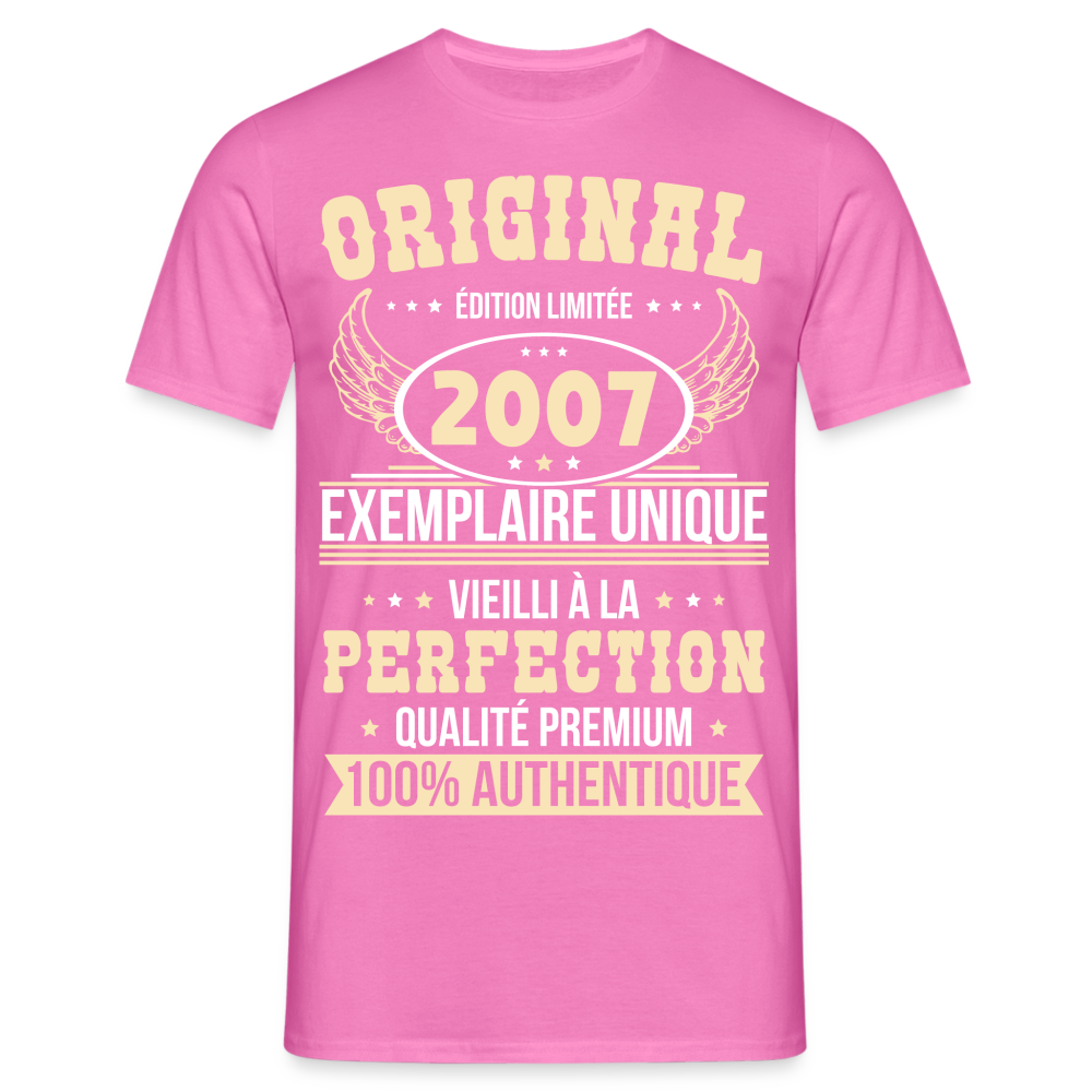 T-shirt Homme - Anniversaire 18 Ans - Original 2007 - rose