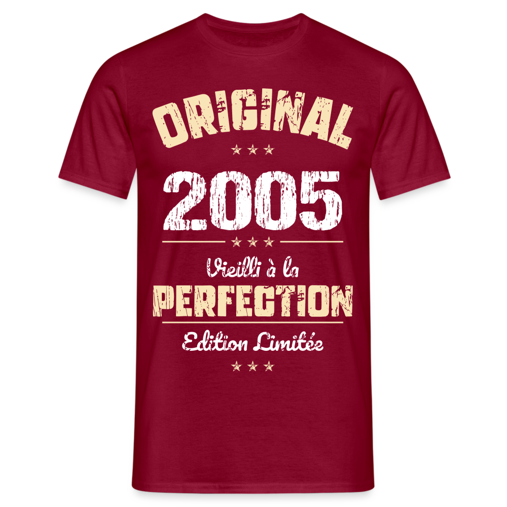 T-shirt Homme - Anniversaire 20 Ans - Original 2005 - rouge brique