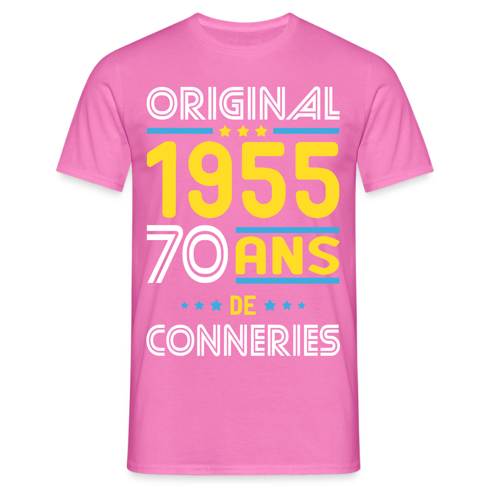 T-shirt Homme - Anniversaire 70 Ans - Original 1955 - Conneries - rose