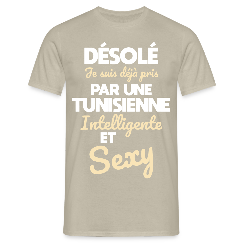 T-shirt Homme -  Je suis déjà pris par une Tunisienne intelligente et sexy - beige sable