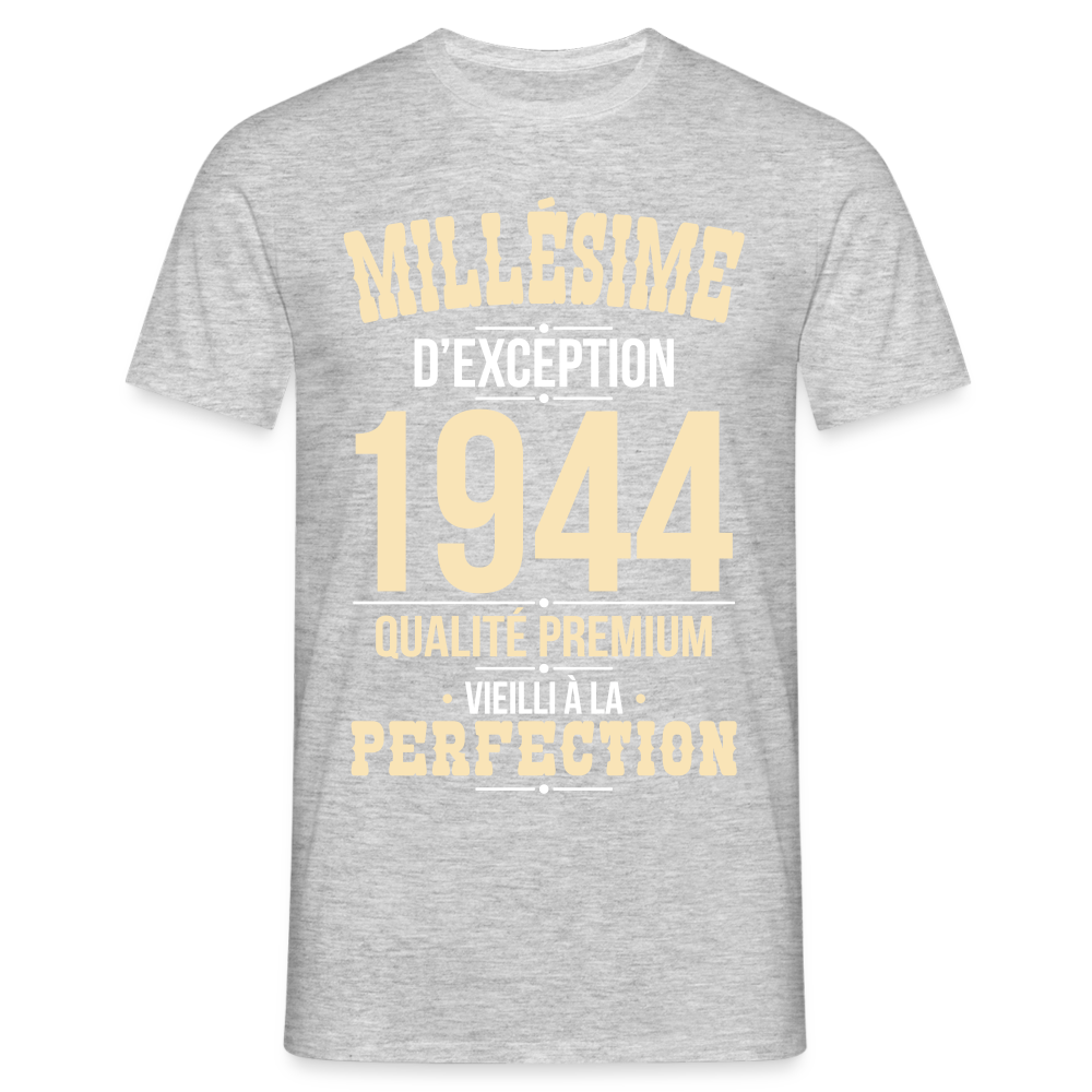 T-shirt Homme - Anniversaire 80 Ans - Millésime 1944 - gris chiné