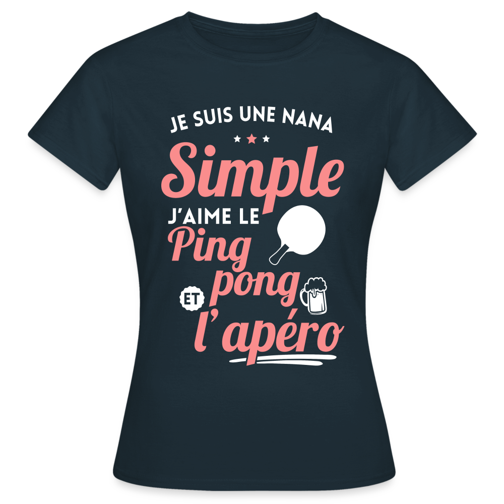 T-shirt Femme - J'aime le ping-pong et l'apéro - marine