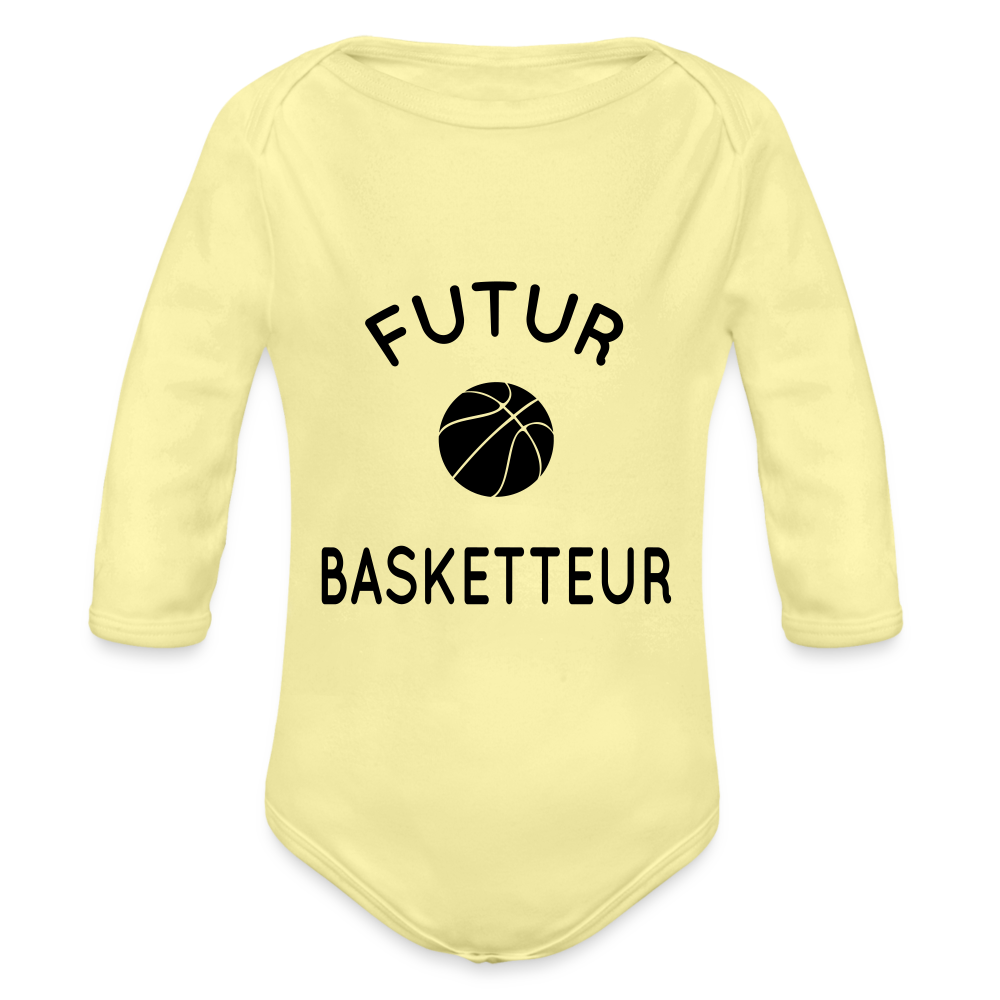 Body Bébé bio manches longues - Futur basketteur - jaune délavé