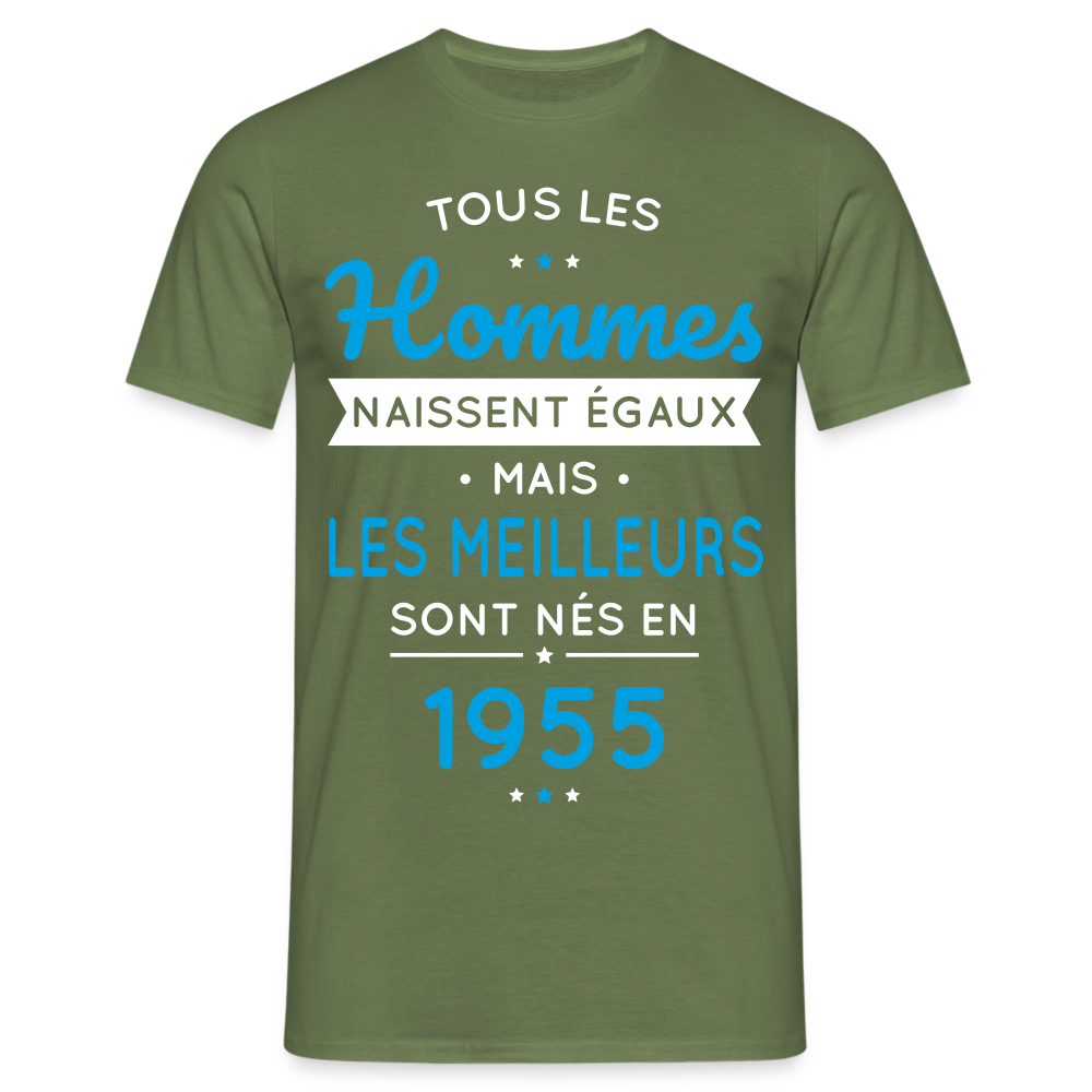 T-shirt Homme - Anniversaire 70 Ans - Les meilleurs sont nés en 1955 - vert militaire