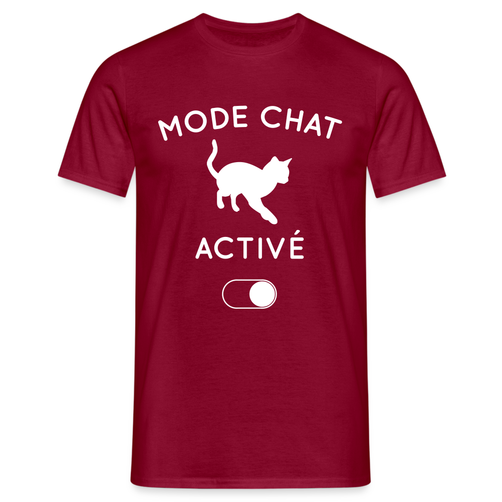 T-shirt Homme - Mode chat activé - rouge brique