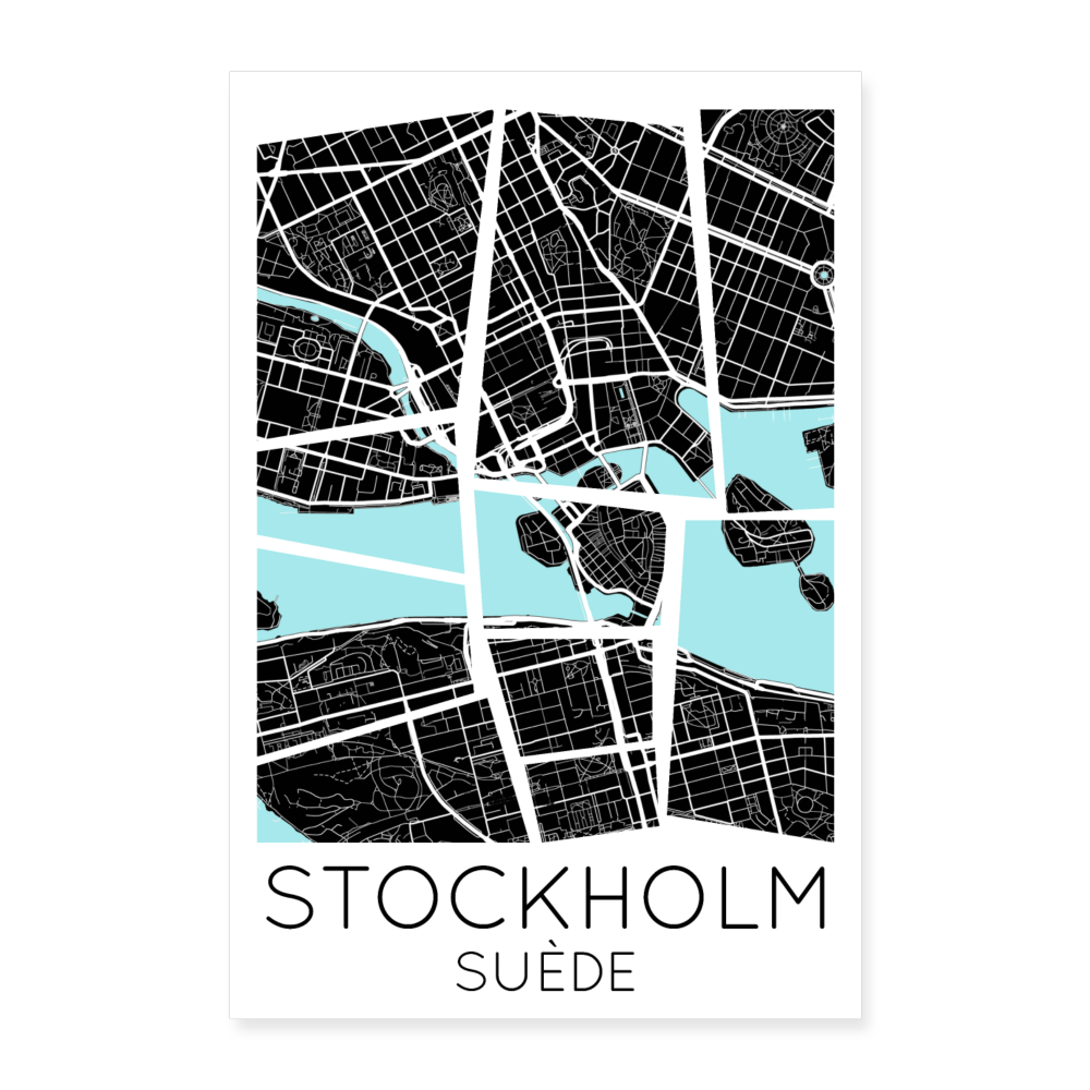 Poster Stockholm - Plan Stockholm - 40 x 60 cm - blanc