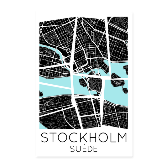 Poster Stockholm - Plan Stockholm - 40 x 60 cm - blanc