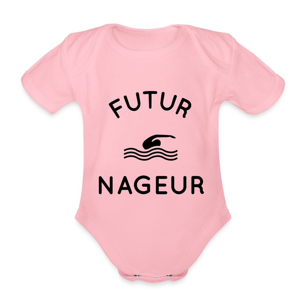 Body Bébé bio manches courtes - Futur nageur - rose clair