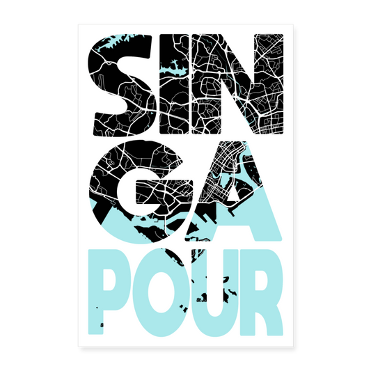 Poster Singapour - Plan Singapour - 60 x 90 cm - blanc