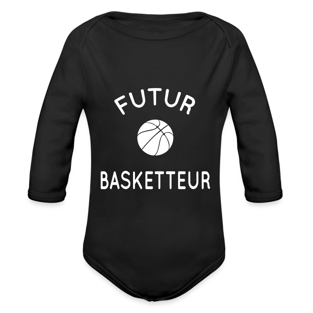 Body Bébé bio manches longues - Futur basketteur - noir