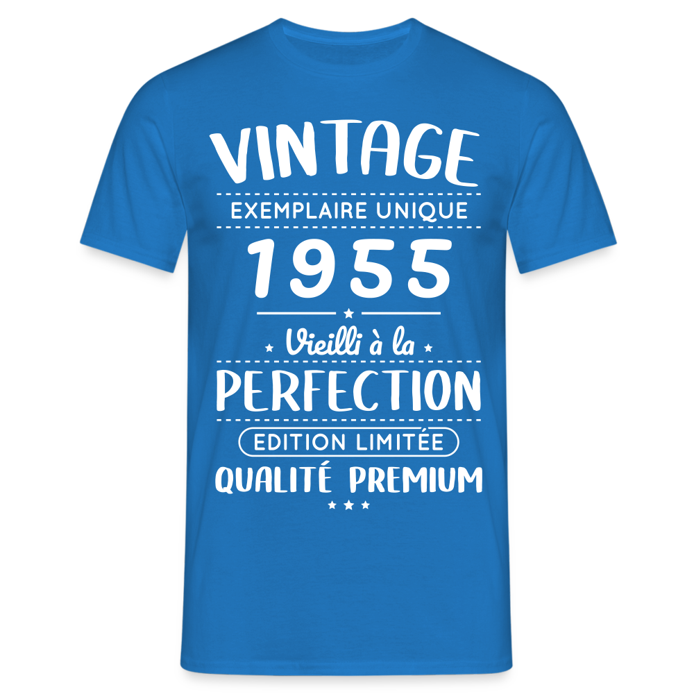 T-shirt Homme - Anniversaire 70 Ans - Vintage 1955 - bleu royal